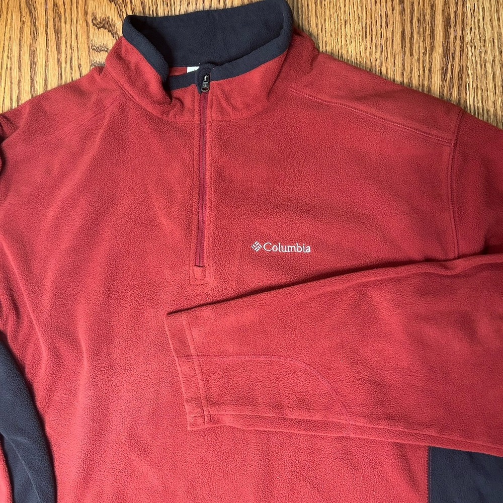 Columbia Mens Pullover Sweatshirt Lightweight Size XXL Long Sleeve Red Brick
